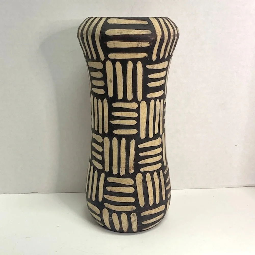 Vintage 2007 Target Carved Wooden Vase Made in Kenya (11.25